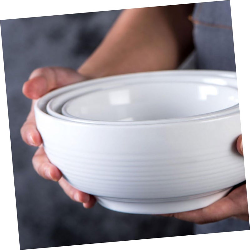 White Ceramic Serving Bowls Set Of 2 Round Bowls For Salad Fruit Soup Kitchen Tableware - Image 4
