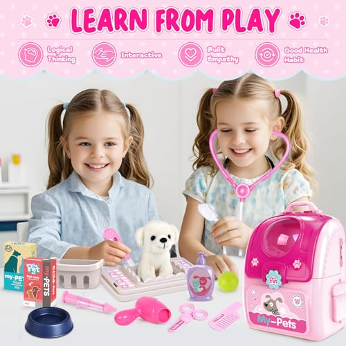 Shemira Girl Toys Gifts for 2 3 4 5 6 Years Old, Toddler Girl Toys, Pet Care Pretend Doctor Set Toys for Kids, Doctor kit for Toddlers 1-3 3-5, Kids Doctors Play Set with Plush Puppy Toy&Storage Backpack - Image 5