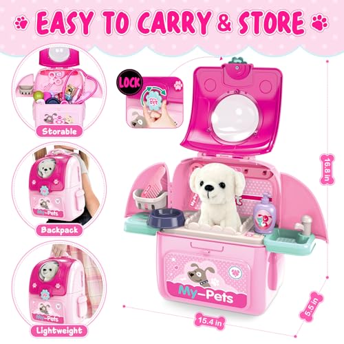 Shemira Girl Toys Gifts for 2 3 4 5 6 Years Old, Toddler Girl Toys, Pet Care Pretend Doctor Set Toys for Kids, Doctor kit for Toddlers 1-3 3-5, Kids Doctors Play Set with Plush Puppy Toy&Storage Backpack - Image 3