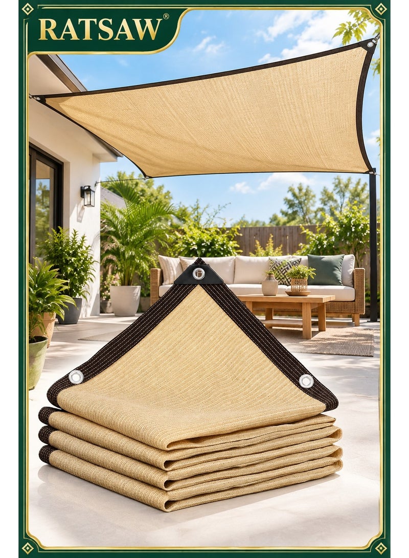 RATSAW Shade Sailb Sunblock Net Sun Shade Net Resistant Mesh Shade Cloth for Greenhouse Plant, Backyard Patio Sunshade, Pergola Beige Encrypted And Thickened Perforated Edge Sunshade Netting, Waterproof Outdoor Canopy - Image 1