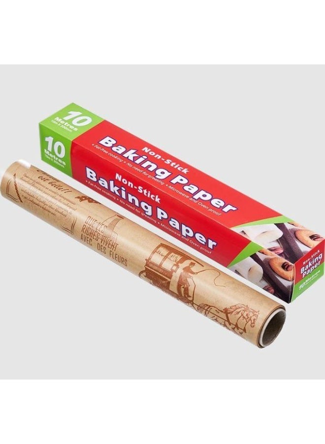 eBasket Non-Stick Baking Paper Roll 10m x 30cm – Heat Resistant Parchment Paper for Oven, Greaseproof & Oil-Free Cooking, Perfect for Cookies, Cakes & Pastries, Easy Release & Easy Cleanup - Image 1