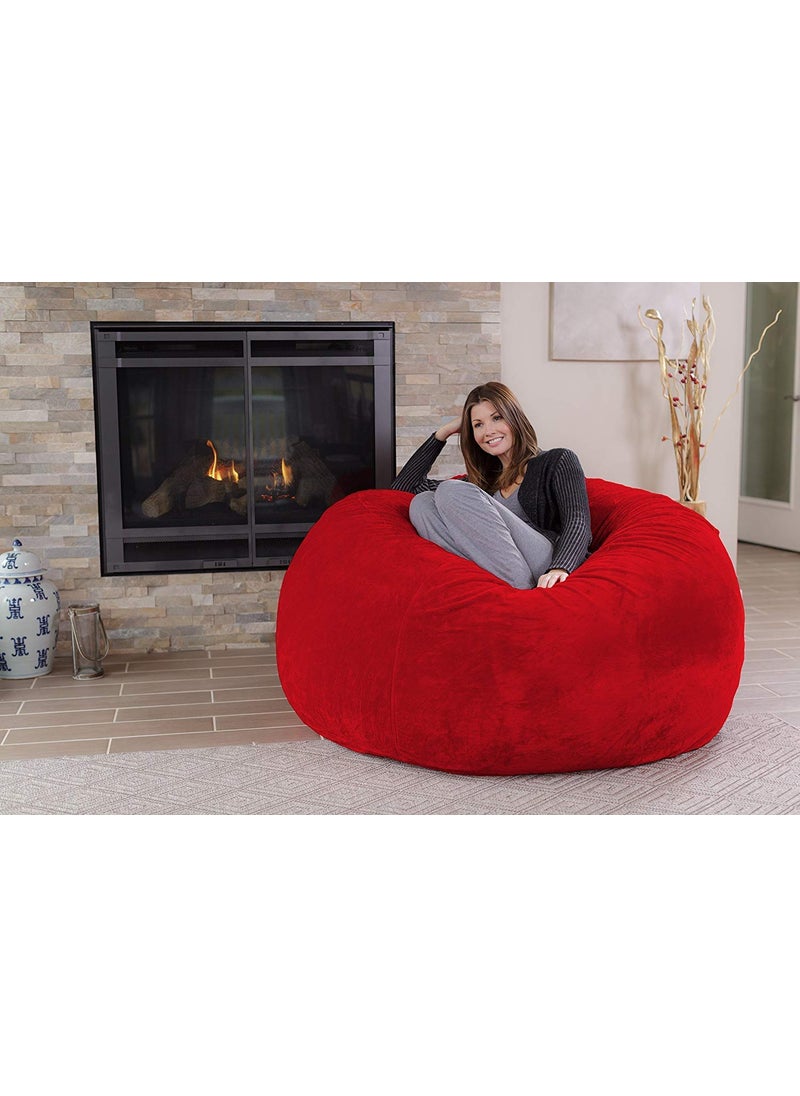 U & I Designs U I Designs Bean Bag Fur Bean Bags XXXL Size Jumbo Bean Bag Premium Long Fur bin Bag Bean Bag Cover Without Beans Red  - Image 2