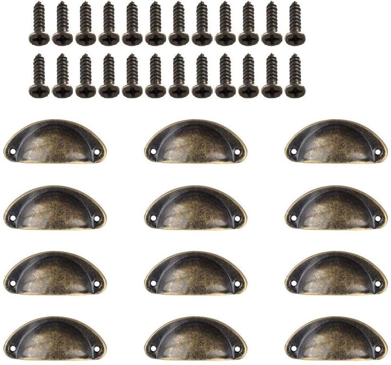 Green Bronze Vintage Cabinet Cup Pull Handles 12 Pcs Drawer Shell Pulls Furniture Knob - Image 2