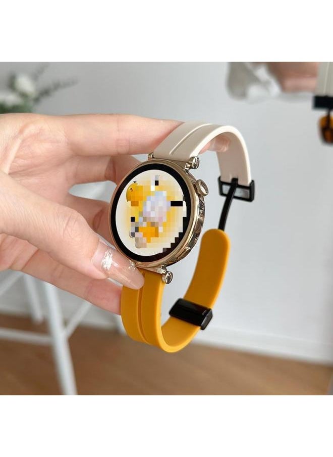 Generic For Huawei Gt4/Gt3 Strap Gt5 Silicone Magnetic Smart Watch Watch4pro Watch Strap Watchgt-Color:Apricot And Yellow, Take One Shot And Two; Two Sets - Suitable For Huawei Gt3/gt3pro [dial 42/43mm]  - Image 1