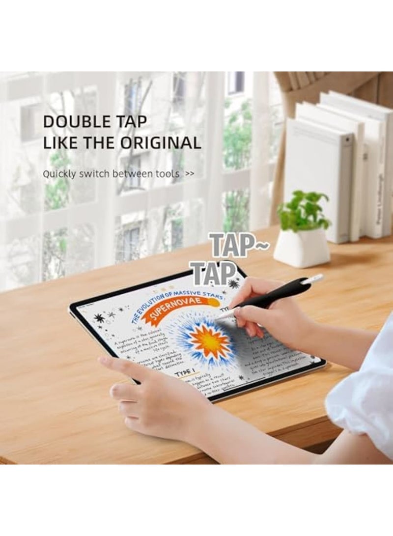 SYOSI Grip for Apple Pencil Pro (1st/2nd Gen, USB-C) – Ergonomic Dual-Head Silicone Sleeve, Supports Magnetic Charging & Double Tap, Enhances Comfort for Writing & Drawing (Black) - Image 5