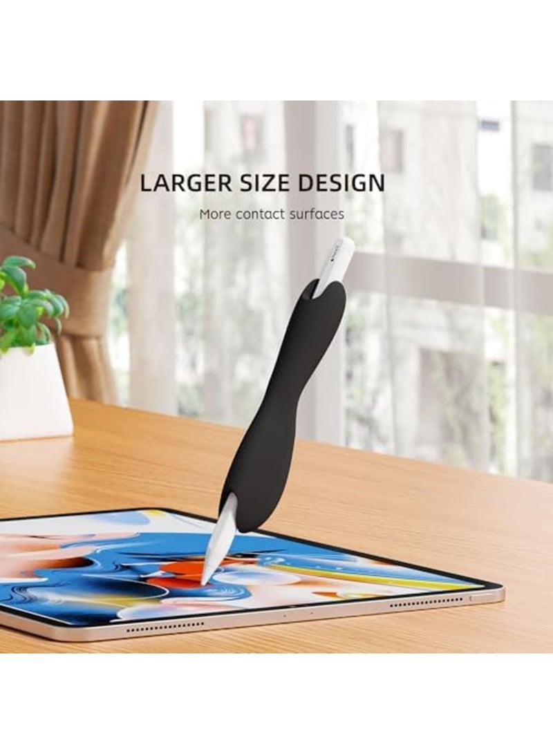 SYOSI Grip for Apple Pencil Pro (1st/2nd Gen, USB-C) – Ergonomic Dual-Head Silicone Sleeve, Supports Magnetic Charging & Double Tap, Enhances Comfort for Writing & Drawing (Black) - Image 2