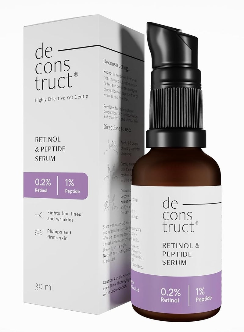 Deconstruct 0.2% Retinol + 1% Peptide Serum | Night Face Serum for Anti Aging | Reduce Fine Lines & Wrinkles | 30 ml - Image 1