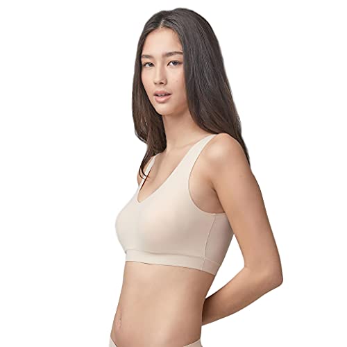 Floatley Cozy Bra Comfort Wirefree Full Coverage Seamless Bra with Embedded Pad for Women Size M Champagne - Image 1