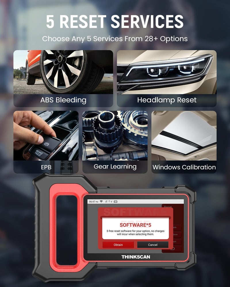 THINKCAR OBD2 Scanner, ThinkScan Plus S7 ABS,SRS,ECM,TCM,BCM,AC,IC System Diagnostic Scan Tool with 5 Special Services Options, Cover 94 Car Brands Code Reader, FCA AutoAuth, Wireless Update - Image 4
