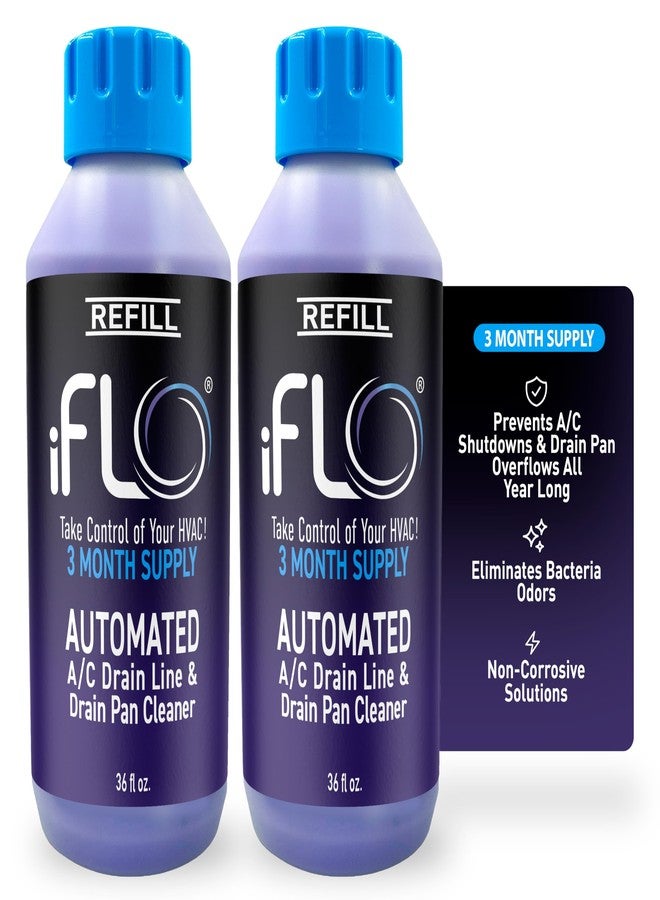 iFLO® Smart A/C Drain Line Cleaner and Drain Pan Cleaner Cartridge, Fast-Acting, Long-Lasting HVAC System Solution for Tough Clogs & Buildup, 3-Month Supply per Bottle, 2 Pack of 36oz - Image 1
