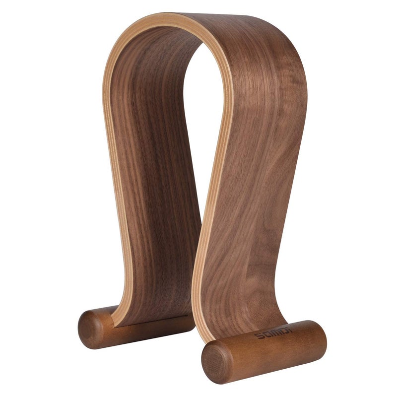 SAMDI Wood Headphone Stand, Headphone Holder Wood Headset Stand Compatible for Sony, Bose, Shure, Jabra, JBL, AKG Gaming Headphones Display et. (Walnut) - Image 1