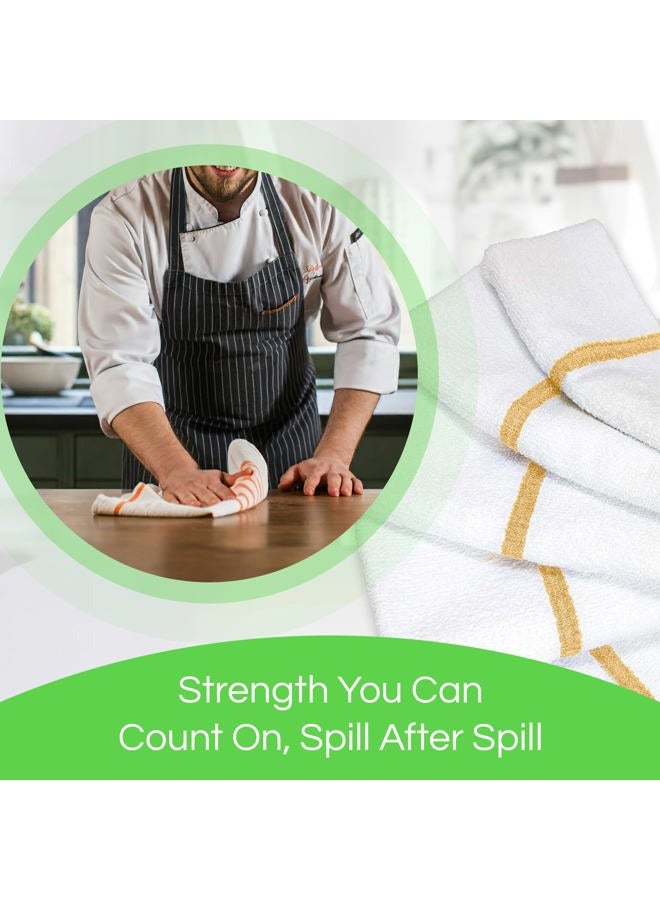 Towels N More 24 Gold Stripe Cleaning Towels for Kitchen, 16x19 Bar Mop Dish Towels - 30oz Commercial Grade Cotton Absorbent Reusable Towel Perfect for Home, Restaurant, & Apartment Kitchen Essentials - Image 5
