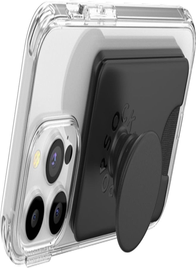 POPSOCKETS محفظة هاتف بوب سوكيتس مع قبضة قابلة للتوسيع وحلقة محول لمغسيف، حامل بطاقات هاتف مغناطيسي، متوافق مع الشحن اللاسلكي، محفظة متوافقة مع مغسيف/سامسونج - أسود - Image 5