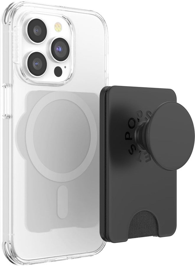 POPSOCKETS محفظة هاتف بوب سوكيتس مع قبضة قابلة للتوسيع وحلقة محول لمغسيف، حامل بطاقات هاتف مغناطيسي، متوافق مع الشحن اللاسلكي، محفظة متوافقة مع مغسيف/سامسونج - أسود - Image 2