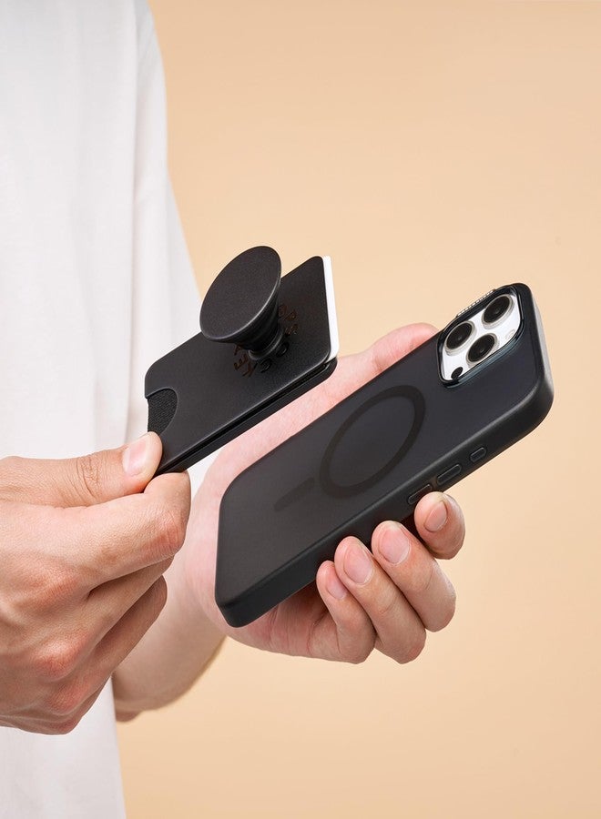 POPSOCKETS محفظة هاتف بوب سوكيتس مع قبضة قابلة للتوسيع وحلقة محول لمغسيف، حامل بطاقات هاتف مغناطيسي، متوافق مع الشحن اللاسلكي، محفظة متوافقة مع مغسيف/سامسونج - أسود - Image 3
