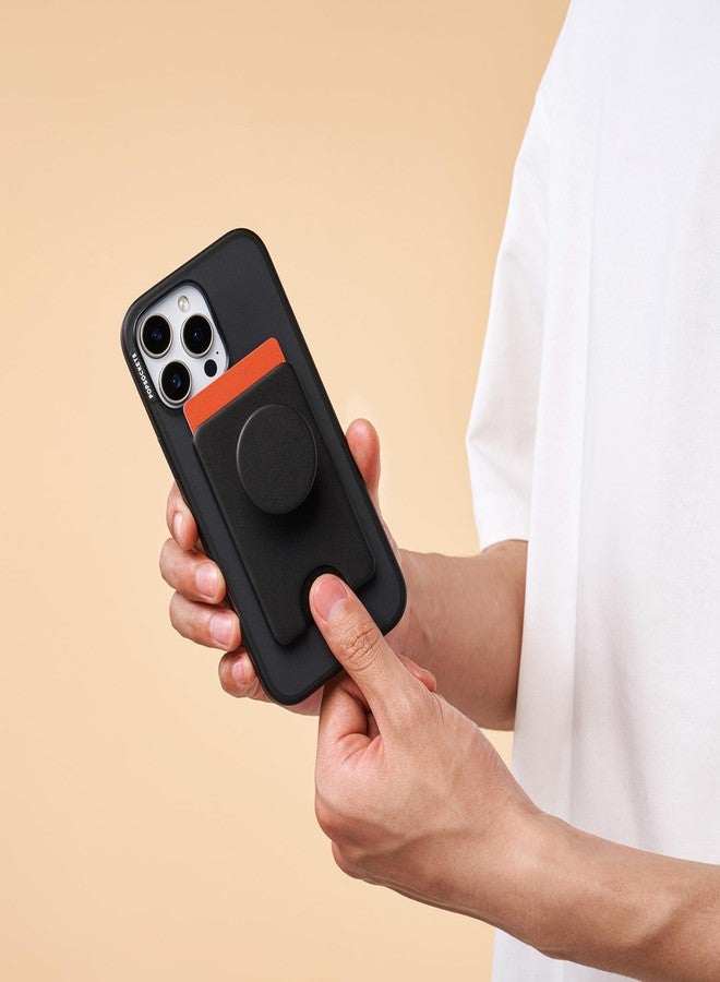 POPSOCKETS محفظة هاتف بوب سوكيتس مع قبضة قابلة للتوسيع وحلقة محول لمغسيف، حامل بطاقات هاتف مغناطيسي، متوافق مع الشحن اللاسلكي، محفظة متوافقة مع مغسيف/سامسونج - أسود - Image 4