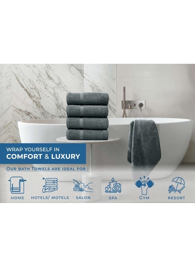 DAN RIVER 100% Ring Spun Cotton Premium Bath Towels, 27x54 inches, Pack of 4, Grey, 550 GSM - Soft, Lightweight, Highly Absorbent Towels for Bathroom, Spa, Gym, Perfect for Daily use - Image 5