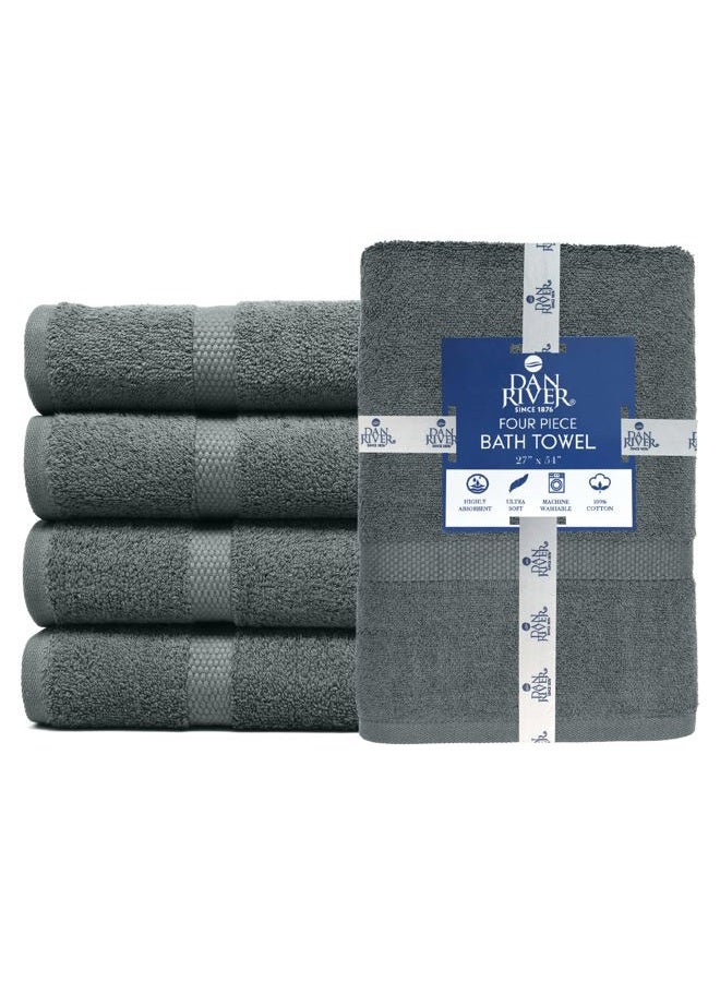 DAN RIVER 100% Ring Spun Cotton Premium Bath Towels, 27x54 inches, Pack of 4, Grey, 550 GSM - Soft, Lightweight, Highly Absorbent Towels for Bathroom, Spa, Gym, Perfect for Daily use - Image 3