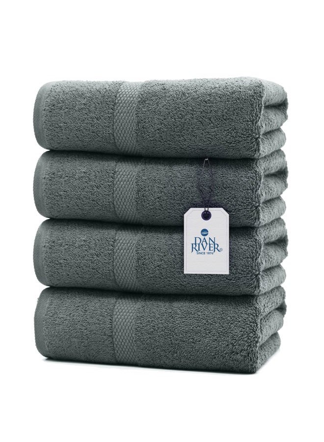 DAN RIVER 100% Ring Spun Cotton Premium Bath Towels, 27x54 inches, Pack of 4, Grey, 550 GSM - Soft, Lightweight, Highly Absorbent Towels for Bathroom, Spa, Gym, Perfect for Daily use - Image 1