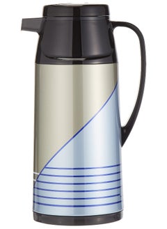 Peacock Vacuum Flask Tea Coffee Glass Liner Thermos Japan with Button FS5 Blue 1.3Ltr  - Image 1
