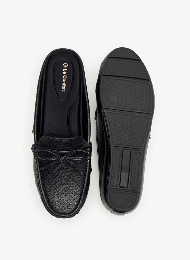 لو كونفورت Women Laser Cut Slip-On Mules with Bow Detail