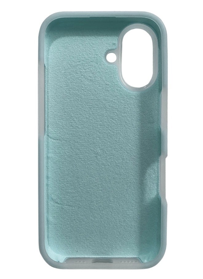 ماركة غير محددة جراب سيليكون مبطن من الداخل لهاتف iPhone 16، جراب أيفون مصنوع من السيليكون المطاطي الناعم ومبطن من الداخل لحماية هاتف من الخدوش لهاتف أيفون 16 - أزرق فاتح  - Image 2