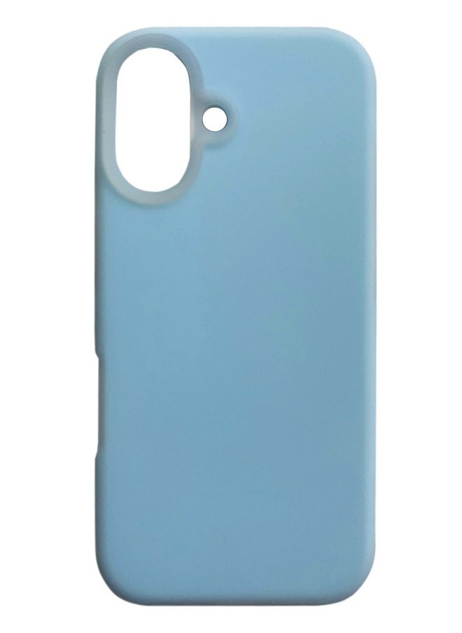 ماركة غير محددة جراب سيليكون مبطن من الداخل لهاتف iPhone 16، جراب أيفون مصنوع من السيليكون المطاطي الناعم ومبطن من الداخل لحماية هاتف من الخدوش لهاتف أيفون 16 - أزرق فاتح  - Image 1