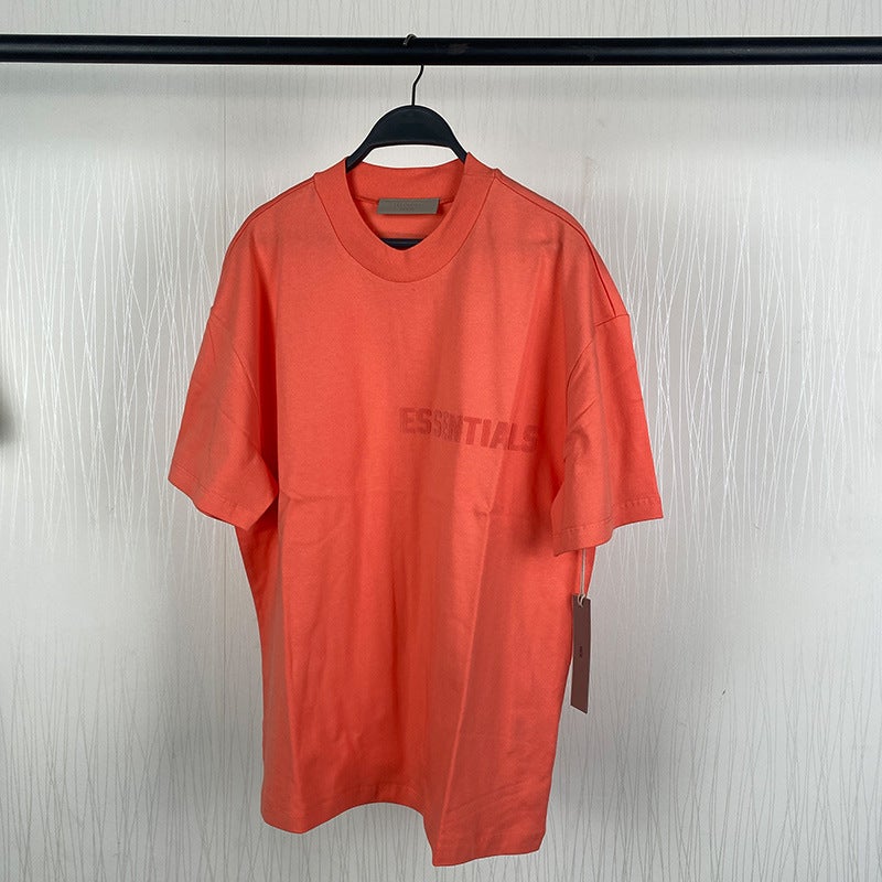 2022FW Short Sleeve T-shirt Velour Print FOG Essentials Coral Coral - Image 1