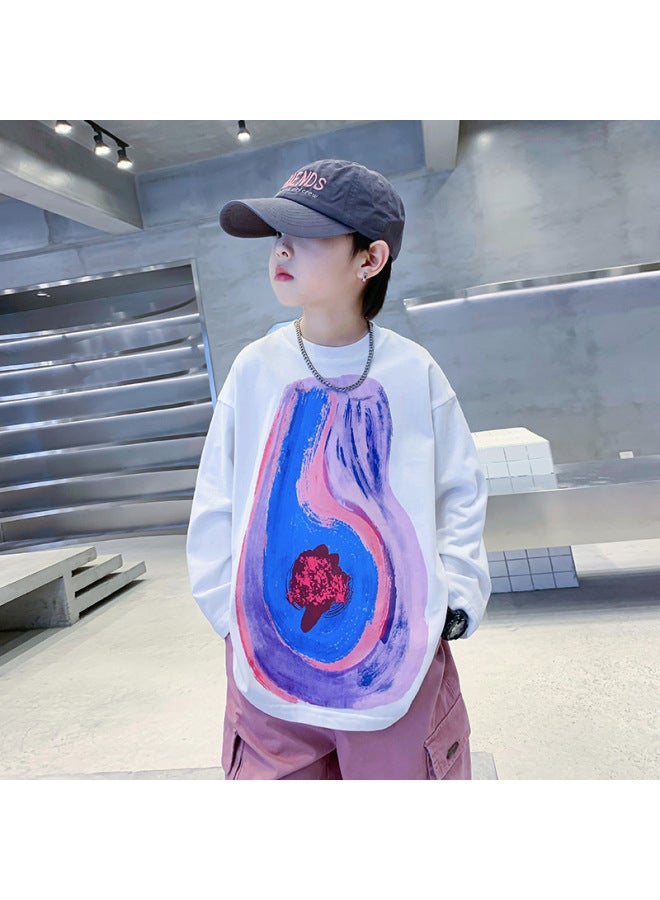 Zhili Kidsren's Clothing Kidsren's Pure Cotton T-shirt Autum  New Korean Style Boys' Autum Clothing Big Kidsren's Loose Long-sleeved Tops