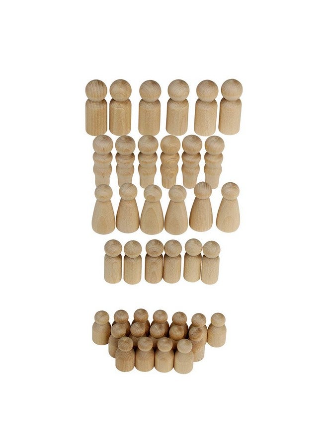 Hygloss Wood Peg Dolls Craft Paintable Birchwood Doll People Assorted Family 40 Pieces - Image 2
