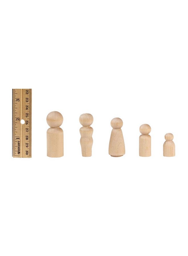 Hygloss Wood Peg Dolls Craft Paintable Birchwood Doll People Assorted Family 40 Pieces - Image 3