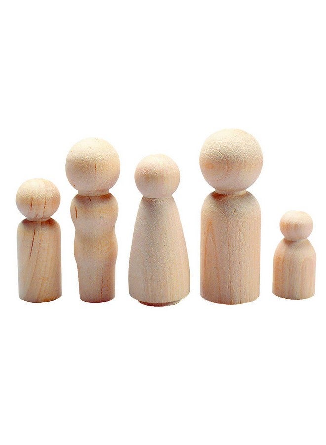 Hygloss Wood Peg Dolls Craft Paintable Birchwood Doll People Assorted Family 40 Pieces - Image 1