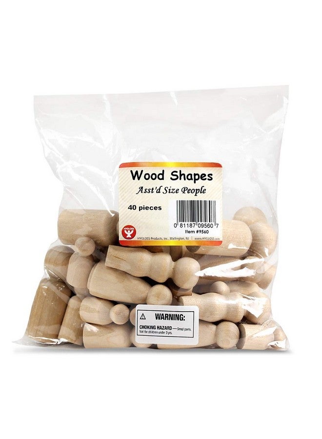 Hygloss Wood Peg Dolls Craft Paintable Birchwood Doll People Assorted Family 40 Pieces - Image 5