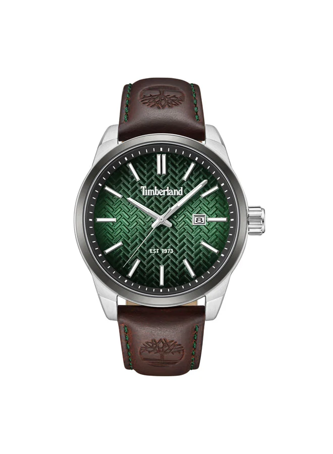 Timberland Henniker II Green Dial Leather Strap Analog Watch for Men, 44mm