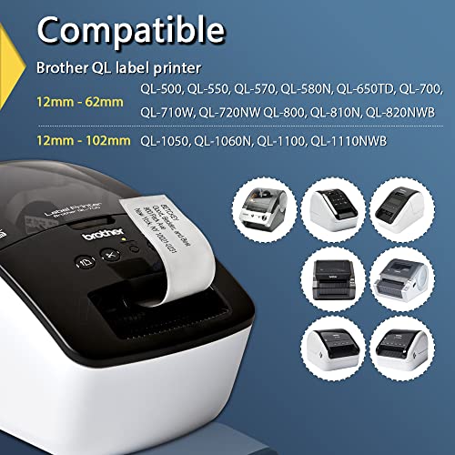 BETCKEY - Compatible Continuous Film Labels Replacement for Brother DK-2212 (2.4 in x 50 ft), Use with Brother QL Label Printers [6 Rolls] - Image 3