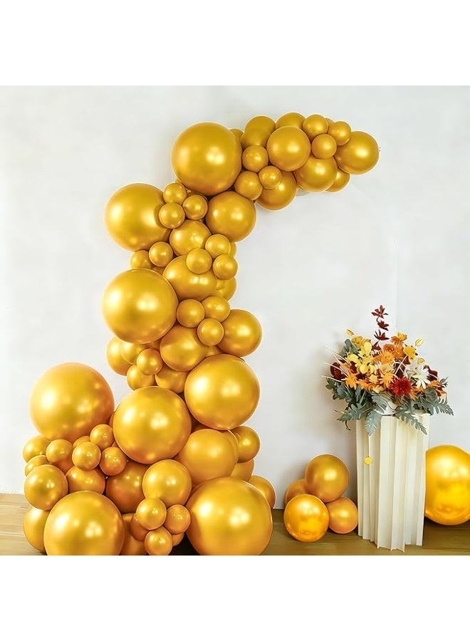 Dingo Super Metallic Gold Balloons Set Different Sizes 12-inch 5-inch 18-inch 225 Pack Chrome Thicken Balloon Kit - Image 1
