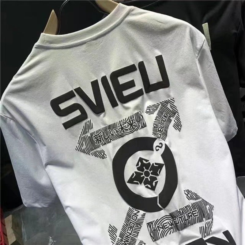 2024 new Korean version of short sleeve T-shirt mens summer cotton fashion T-shirt trend slim versatile printed jacket. Grey  - Image 2