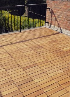 DubaiGallery Interlocking Deck Tiles 5 Pack - Snap Together Wood Flooring Acacia Hardwood Outdoor Flooring for Patio | Click Floor Decking Tile Outdoors Balcony Flooring, Wooden Parquet Flooring  - Image 3