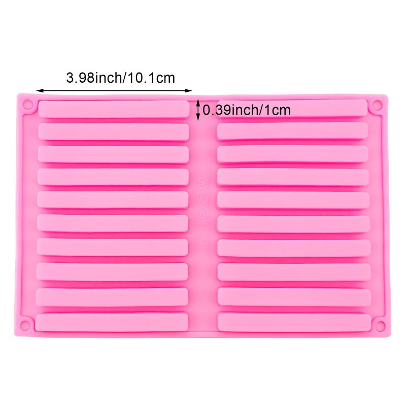 Arvintas 2 PACK Chocolate Rod Stick Silicone Strip Molds, 20 Bars Strips Biscuit Candy Molds for Cookies Candy Crayon Candle Soap Ice Cube Tray - Image 2