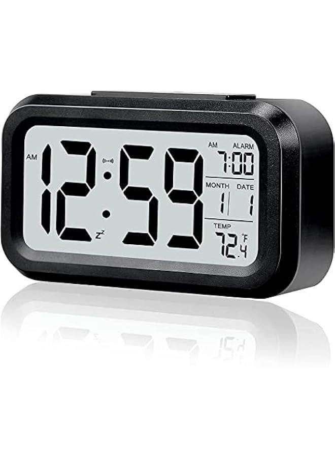 Alarm Clock With Numbers, Led Digital Sleep Smart Watch, Indicates Date And Temperature On Screen, With Alarm Clock, With 12/24 Hour Switch, Simple Operation (Black)