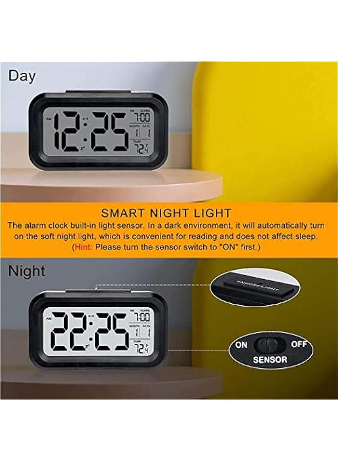Alarm Clock With Numbers, Led Digital Sleep Smart Watch, Indicates Date And Temperature On Screen, With Alarm Clock, With 12/24 Hour Switch, Simple Operation (Black)
