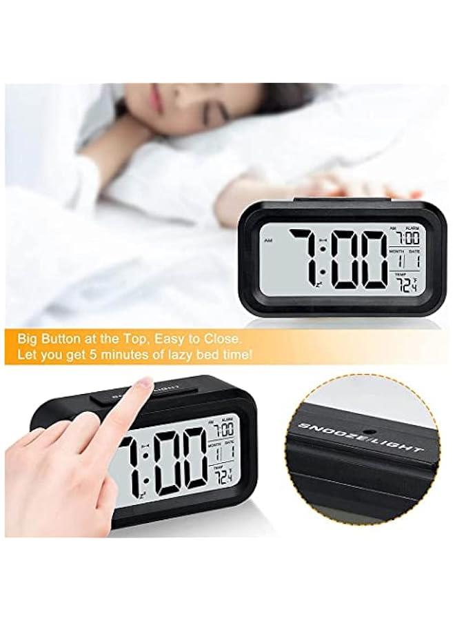 Alarm Clock With Numbers, Led Digital Sleep Smart Watch, Indicates Date And Temperature On Screen, With Alarm Clock, With 12/24 Hour Switch, Simple Operation (Black)