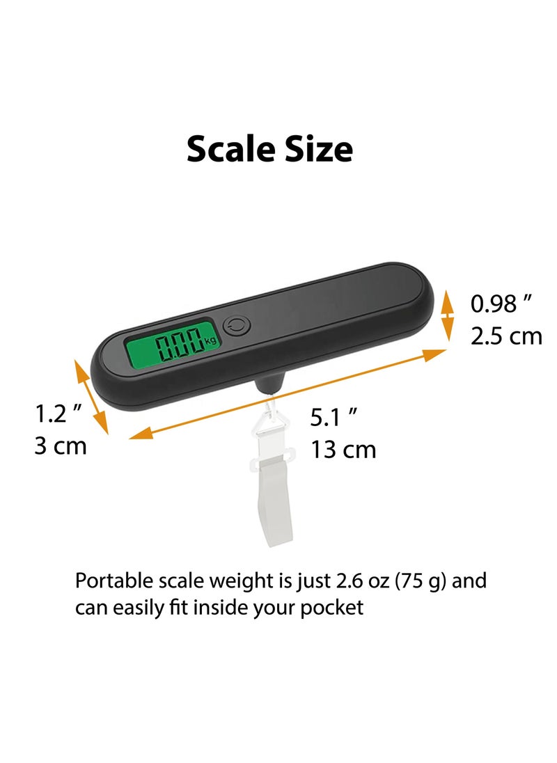 KASTWAVE - Portable Digital Luggage Scale, Hanging Travel Baggage Scale, Lightweight Handheld Suitcase Weight Scale with Backlit LCD Display, 110 Lb Capacity, Black - Image 1
