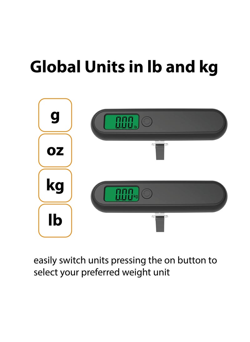 KASTWAVE - Portable Digital Luggage Scale, Hanging Travel Baggage Scale, Lightweight Handheld Suitcase Weight Scale with Backlit LCD Display, 110 Lb Capacity, Black - Image 1