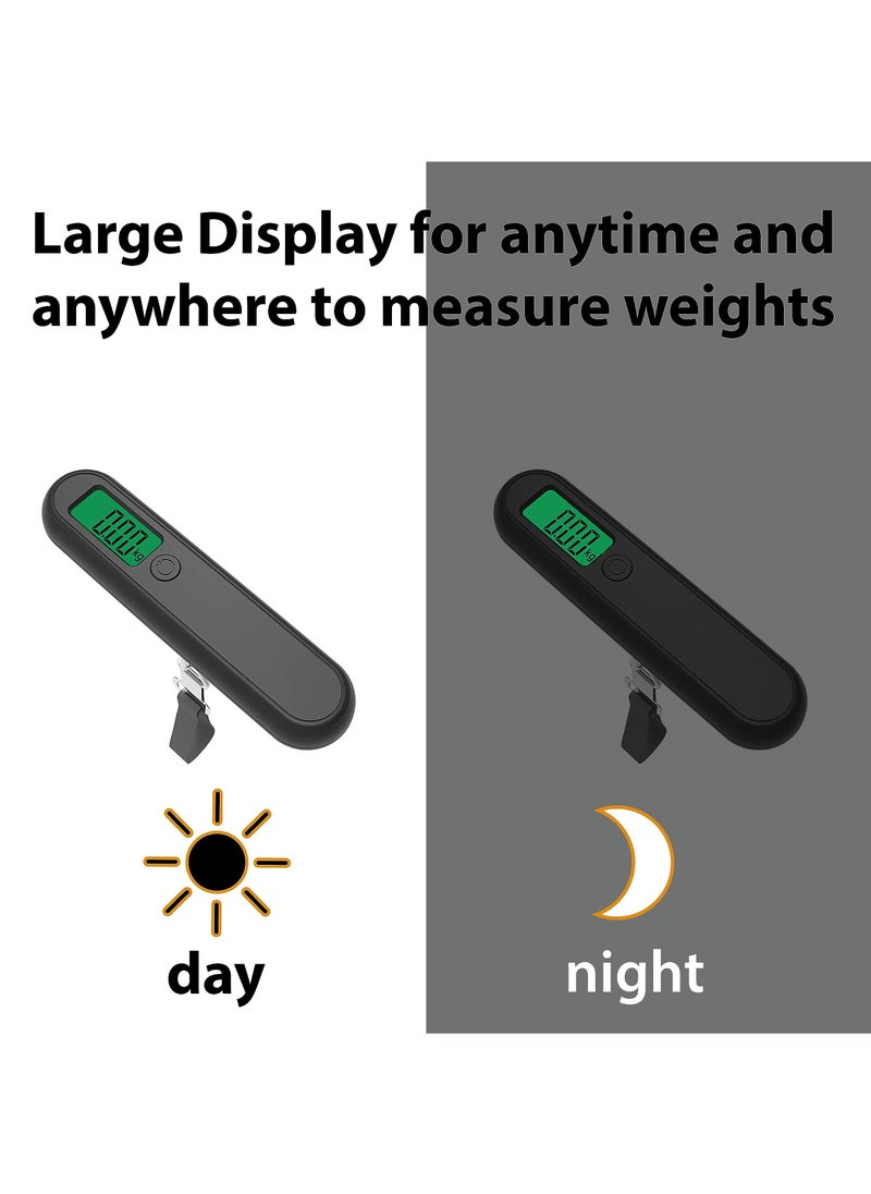 KASTWAVE - Portable Digital Luggage Scale, Hanging Travel Baggage Scale, Lightweight Handheld Suitcase Weight Scale with Backlit LCD Display, 110 Lb Capacity, Black - Image 1