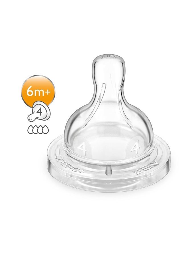 Philips Avent حلمة فيليبس أفينت المضادة للمغص، تدفق سريع للأطفال من عمر 6 أشهر فما فوق، عبوة من قطعتين ID SCF424/27
