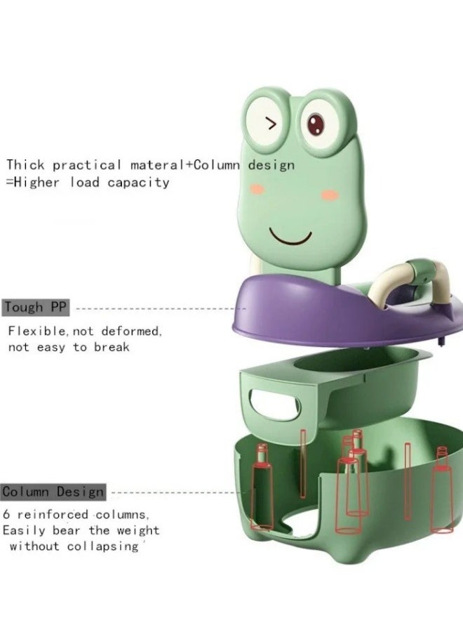 Generic - Potty Training Toilet Seat For Children Frog Shape For Toddler With Backrest And Handles Portable Frog Pattern Travel Potty Removable Bedpan For Children 1 6 Years Old (Blue) - Image 1