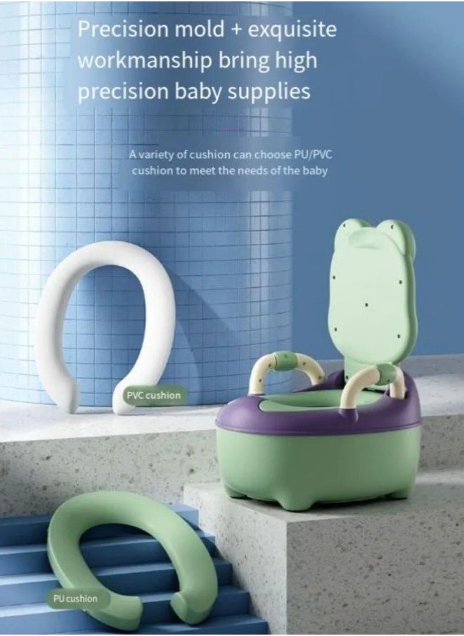 Generic - Potty Training Toilet Seat For Children Frog Shape For Toddler With Backrest And Handles Portable Frog Pattern Travel Potty Removable Bedpan For Children 1 6 Years Old (Blue) - Image 1