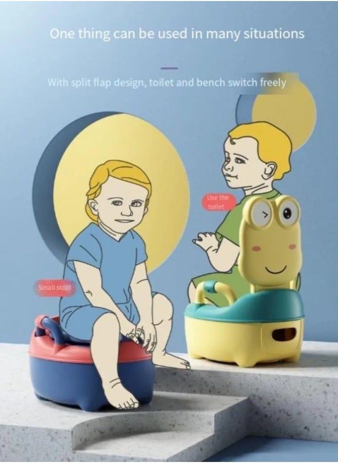 Generic - Potty Training Toilet Seat For Children Frog Shape For Toddler With Backrest And Handles Portable Frog Pattern Travel Potty Removable Bedpan For Children 1 6 Years Old (Blue) - Image 1