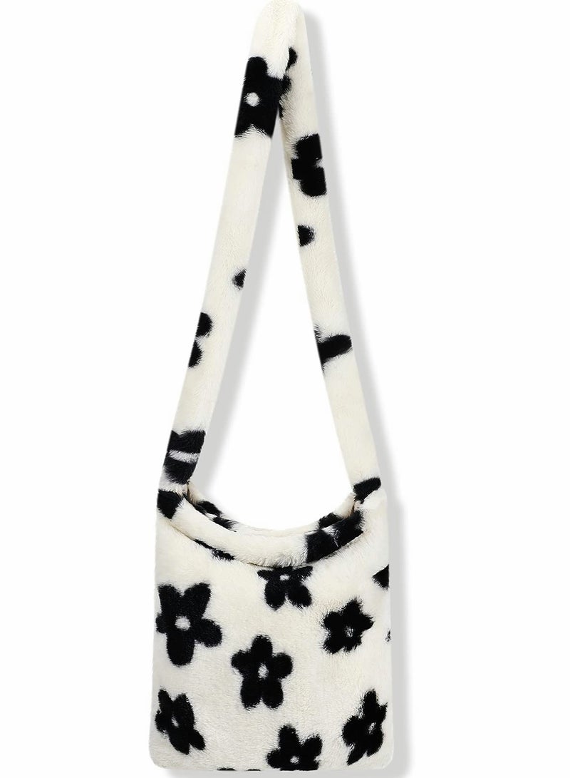 حقيبة تحت الإبط مصنوعة من الفرو، حقيبة كتف نسائية زغف، محفظة نسائية من فرو ي2ك، حقيبة توتي زغف لخريف وشتاء - Image 1